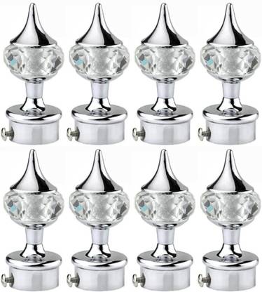 Worldson Silver Curtain Knobs, Curtain Rods, Rod Rail Bracket Metal
