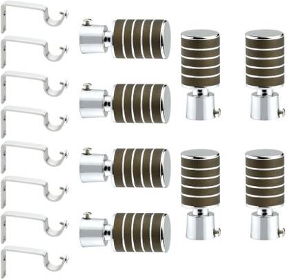 GLOXY Brown Rod Rail Bracket, Curtain Knobs, Curtain Hooks, Curtain Rods Metal