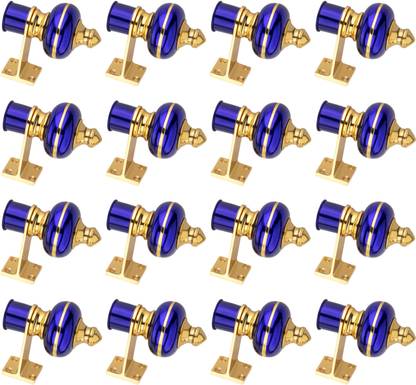 Ghazian Blue, Gold Curtain Knobs, Rod Rail Bracket Metal