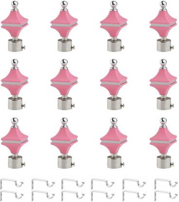 METZO Pink Rod Rail Bracket, Curtain Knobs Metal