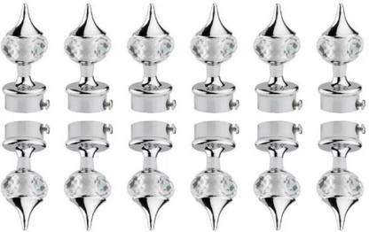HELENSON Silver Curtain Knobs, Rod Rail Bracket Metal