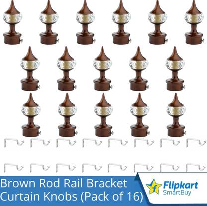 Flipkart SmartBuy Brown Curtain Knobs, Rod Rail Bracket Metal