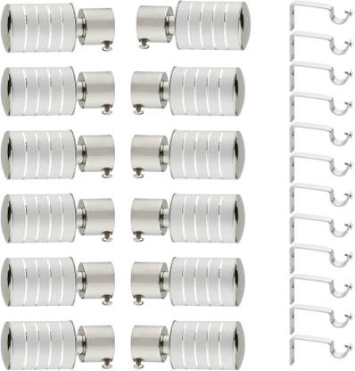 Panthera Silver, Grey Rod Rail Bracket, Curtain Knobs Metal
