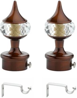 METZO Brown Rod Rail Bracket, Curtain Knobs Metal