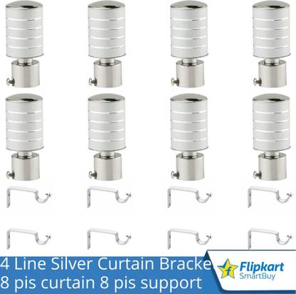Flipkart SmartBuy Silver Curtain Knobs, Rod Rail Bracket Metal