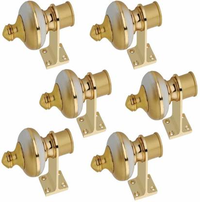 GROWNIX White, Gold Curtain Knobs, Curtain Hooks, Rod Rail Bracket, Curtain Rods, Curtain Rings Metal