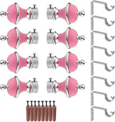 GRIVAN Silver, Pink Rod Rail Bracket, Curtain Knobs, Curtain Hooks Metal