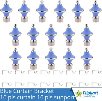 Flipkart SmartBuy Blue Curtain Knobs, Rod Rail Bracket Metal