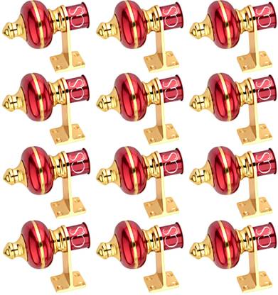 Ghar Sajaawat Red Rod Rail Bracket, Curtain Knobs Metal
