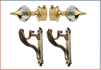 ZELOXA Gold, Gold Curtain Knobs, Curtain Hooks, Rod Rail Bracket, Curtain Rings, Curtain Rods, Tieback Hook Metal
