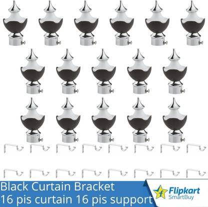 Flipkart SmartBuy Black Curtain Knobs, Rod Rail Bracket Metal