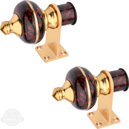 Sun Shield Red, Black, Gold Curtain Hooks, Curtain Knobs, Rod Rail Bracket Metal