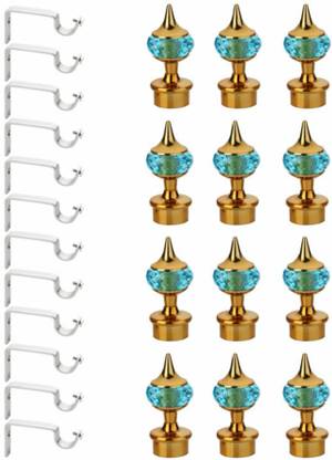 Easyhome Blue Curtain Hooks, Curtain Knobs, Curtain Rods, Rod Rail Bracket Metal