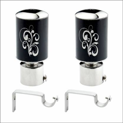 Easyhome Black Rod Rail Bracket, Curtain Knobs, Curtain Hooks, Curtain Rods Metal