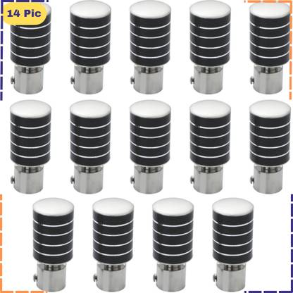 ZAPEX Black, Silver Curtain Knobs, Rod Rail Bracket Metal