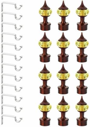 Panthera Yellow Rod Rail Bracket, Curtain Knobs Metal