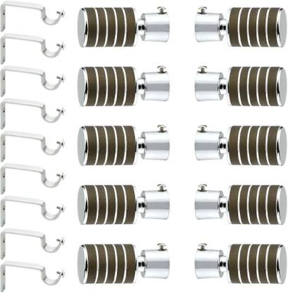 GLOXY Brown Rod Rail Bracket, Curtain Knobs, Curtain Hooks, Curtain Rods Metal