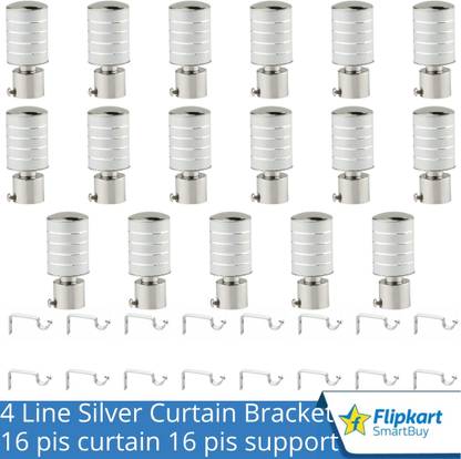 Flipkart SmartBuy Silver Curtain Knobs, Rod Rail Bracket Metal