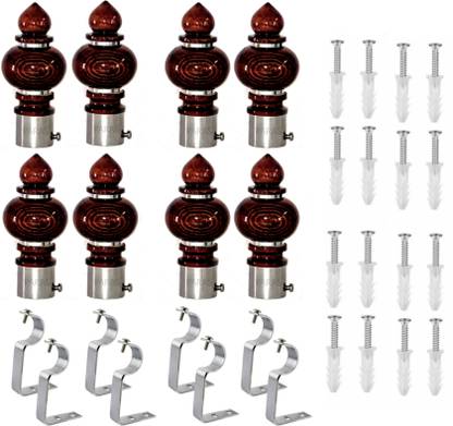 Paras Brown, Silver Curtain Knobs, Rod Rail Bracket, Curtain Hooks, Curtain Rods, Curtain Rings Metal