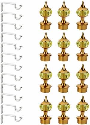 Easyhome Beige Curtain Hooks, Curtain Knobs, Curtain Rods, Rod Rail Bracket Metal