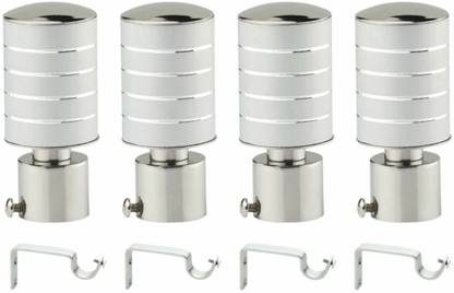 Ebenezer Silver, Grey Rod Rail Bracket, Curtain Knobs Metal