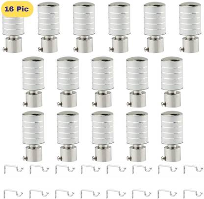 ZAPEX Silver Rod Rail Bracket, Curtain Knobs Metal
