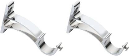 METZO Silver Rod Rail Bracket, Curtain Knobs Metal