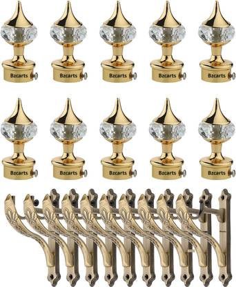Bzcarts Gold Curtain Knobs, Rod Rail Bracket, Curtain Rods, Tieback Hook Metal
