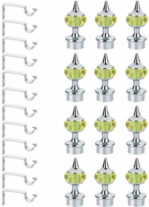 Easyhome Light Green Curtain Hooks, Curtain Knobs, Curtain Rods, Rod Rail Bracket Metal