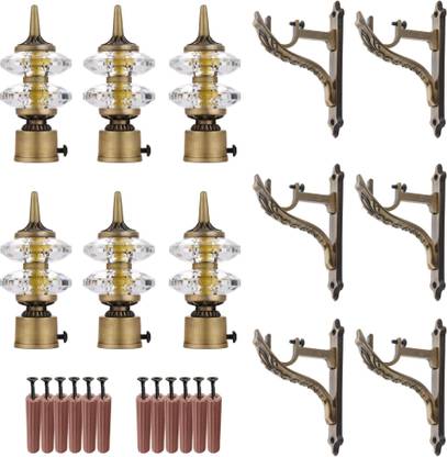 GRIVAN Gold, Multicolor Rod Rail Bracket, Curtain Knobs, Curtain Hooks Metal