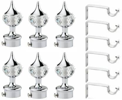 LEEZEN Architectural Hardware Silver Rod Rail Bracket, Curtain Hooks, Curtain Rings, Tieback Hook Metal