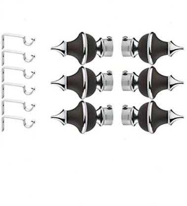 picamax Maroon, Silver Rod Rail Bracket, Curtain Knobs, Curtain Hooks Metal
