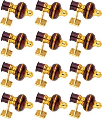 Ghazian Maroon, Gold Curtain Knobs, Rod Rail Bracket Metal