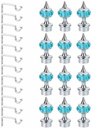 Bzcarts Dark Blue Curtain Hooks, Curtain Knobs, Curtain Rods, Rod Rail Bracket Metal