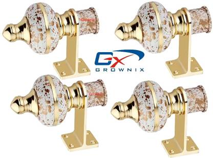 GROWNIX Multicolor Curtain Hooks, Curtain Knobs, Curtain Rods, Rod Rail Bracket Metal