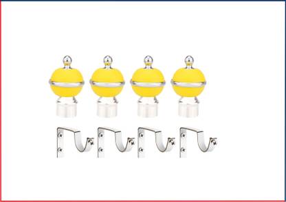 ZELOXA Yellow Curtain Knobs, Curtain Hooks, Curtain Rods, Rod Rail Bracket Metal