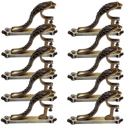 Easyhome Gold Rod Rail Bracket, Curtain Knobs Metal