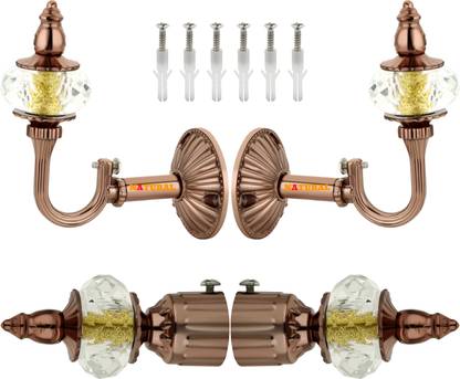 NATURAL Brown Curtain Knobs Metal