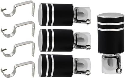 MADHULI Black Rod Rail Bracket, Curtain Knobs, Curtain Rods, Curtain Hooks Metal