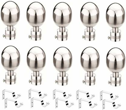 Bzcarts Silver Curtain Knobs, Rod Rail Bracket, Curtain Hooks Metal