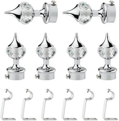 BUMBERELL Silver Rod Rail Bracket, Curtain Knobs Metal