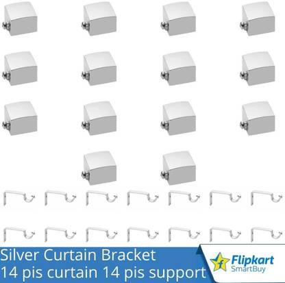 Flipkart SmartBuy Silver Curtain Knobs, Rod Rail Bracket Metal