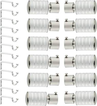 LEEZEN Architectural Hardware Silver Rod Rail Bracket, Curtain Hooks, Curtain Rings, Tieback Hook Metal