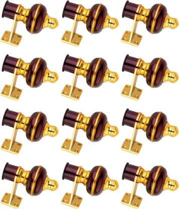 Ghazian Maroon, Gold Curtain Knobs, Rod Rail Bracket Metal