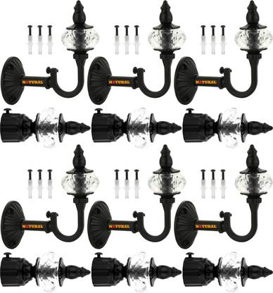 NATURAL Black Curtain Knobs Metal