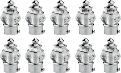 METZO Silver Curtain Knobs, Rod Rail Bracket Metal