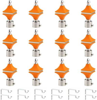 METZO Orange Rod Rail Bracket, Curtain Knobs Metal