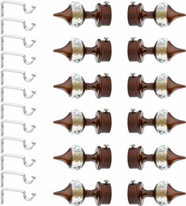 Panthera Brown Rod Rail Bracket, Curtain Knobs Metal