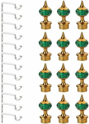 Bzcarts Green Curtain Hooks, Curtain Knobs, Curtain Rods, Rod Rail Bracket Metal