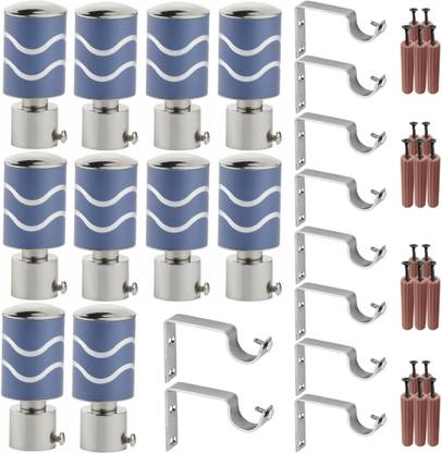 GRIVAN Blue Rod Rail Bracket, Curtain Knobs, Curtain Hooks Metal